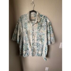 Johari West Shirt Mens Size 2XL Blue Teal Casual Button Up Short Sleeve Tropical